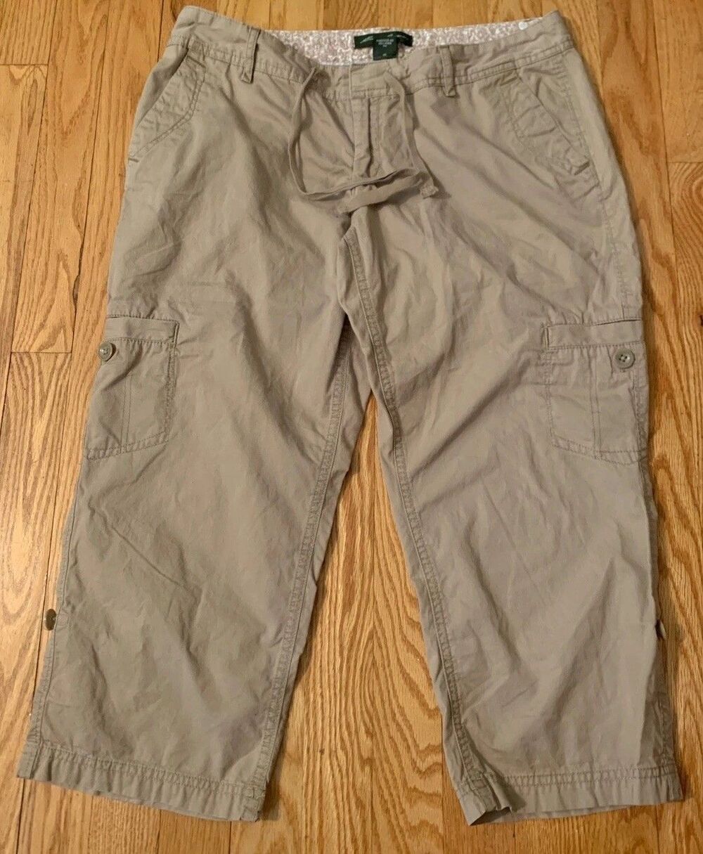 Eddie Bauer Capri Cargo Pants Womens 8P Petite Beige Outdoor Hiking 34x20.5 - Picture 2 of 12